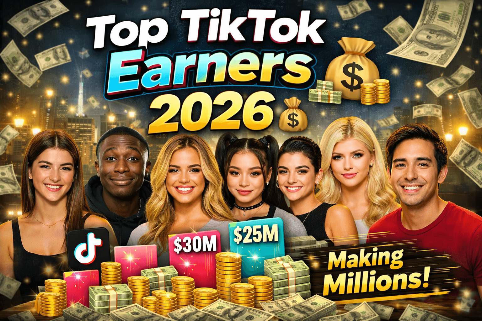 Top TikTok creators earnings 2026 showing highest paid TikTok influencers and their income